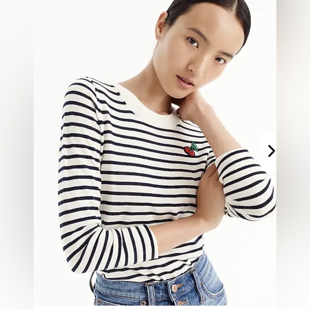 J. Crew Cherry Striped Tippi Sweater, M